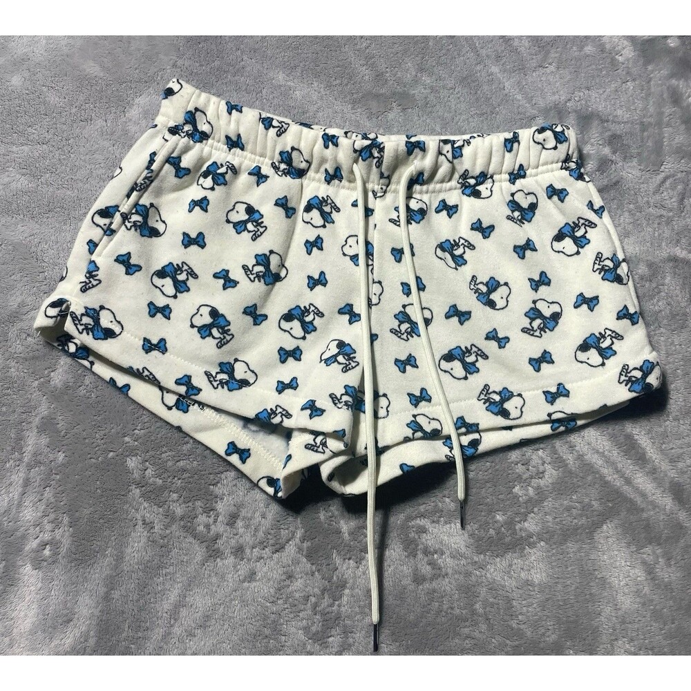 Womens Snoopy Printed Plush Shorts Peanuts Small